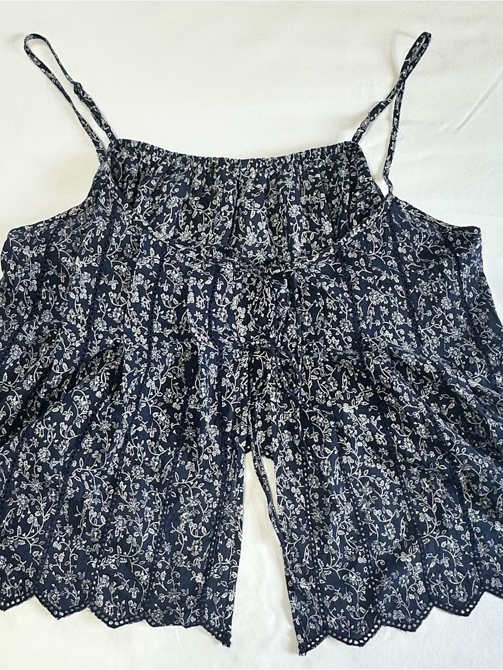 American Eagle Outfitters Navy Floral Spaghetti Strap Tank